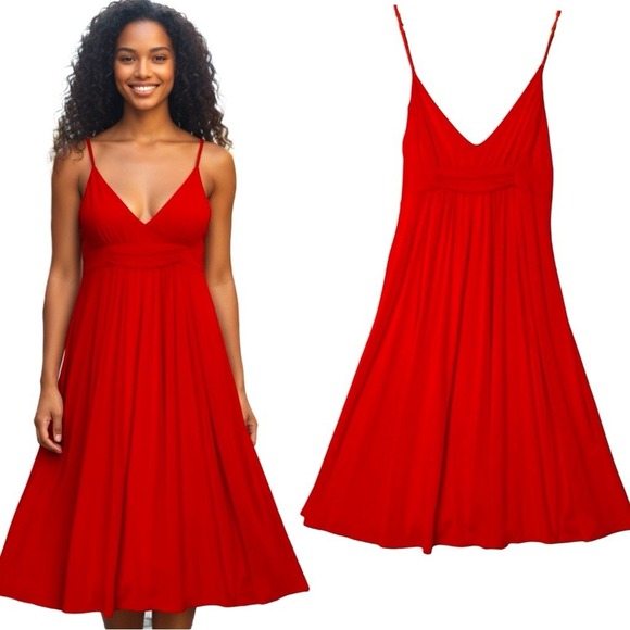 Ella Moss Babydoll Cami Dress S Orange Pin-Up Cocktail Glam Jersey Summer Soft - Picture 1 of 10